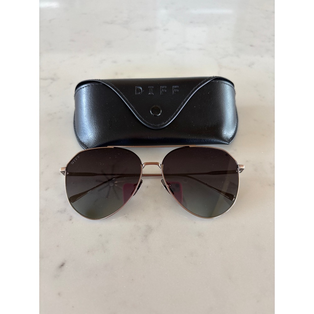 DIFF Eyewear Dash Aviator Sunglasses Rose Gold Grey Gradient Lens BB-GB16P
